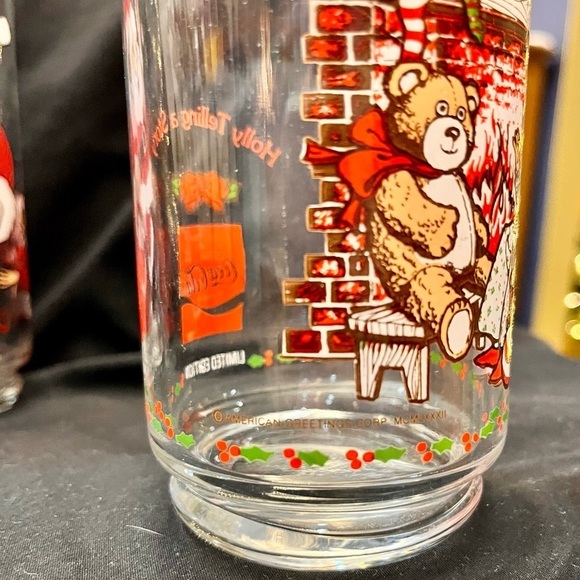 3 Coca Cola McCrory American Greeting Santa Reindeer Holly Glasses Christmas VTG - Picture 7 of 11
